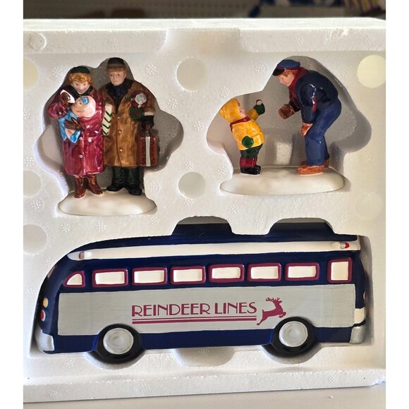 Department 56 Snow Village "A Ride On The Reindeer Lines" Handpainted Ceramic Ac - Picture 2 of 13